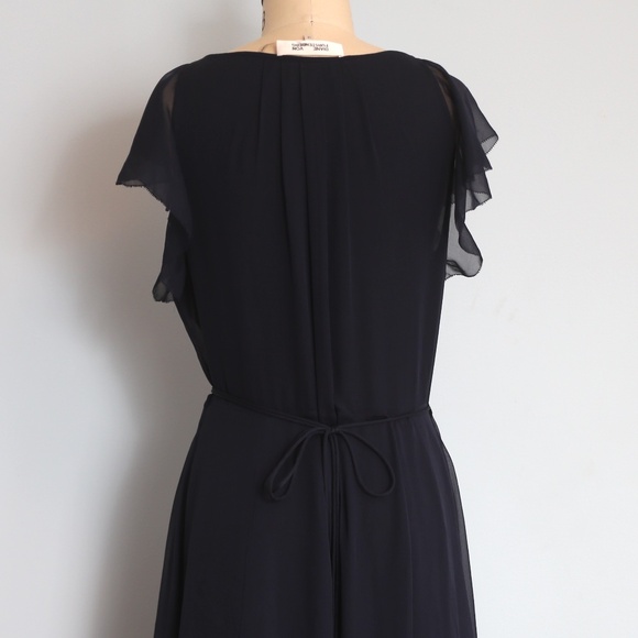 Diane Van Furstenberg Size 14 Navy chiffon wrap gown - Picture 4 of 7